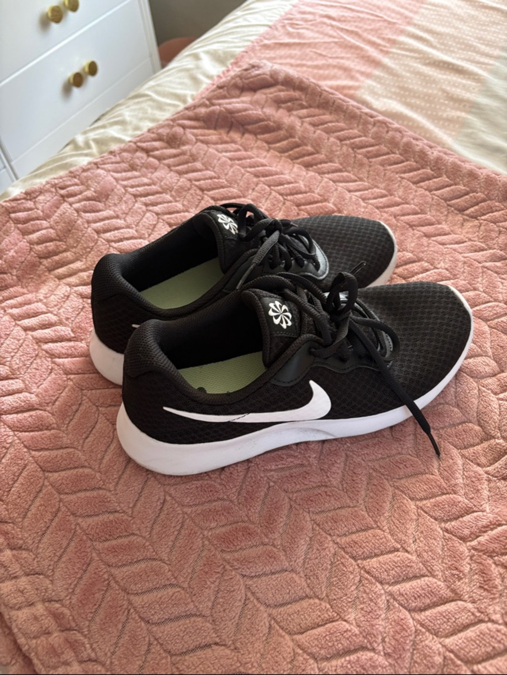 Nike Black and White Mesh Trainers with Swoosh